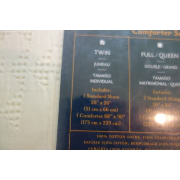 NEW Pendleton Nova Medallion Comfort Set Twin Ivory Comforter + Sham Cotton - Picture 6 of 7